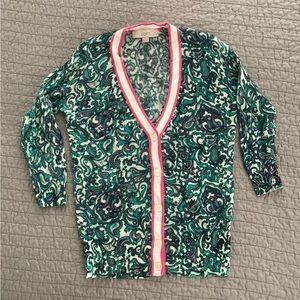 LOFT Paisley Print 3/4 Sleeve Cardigan XXSP, EUC